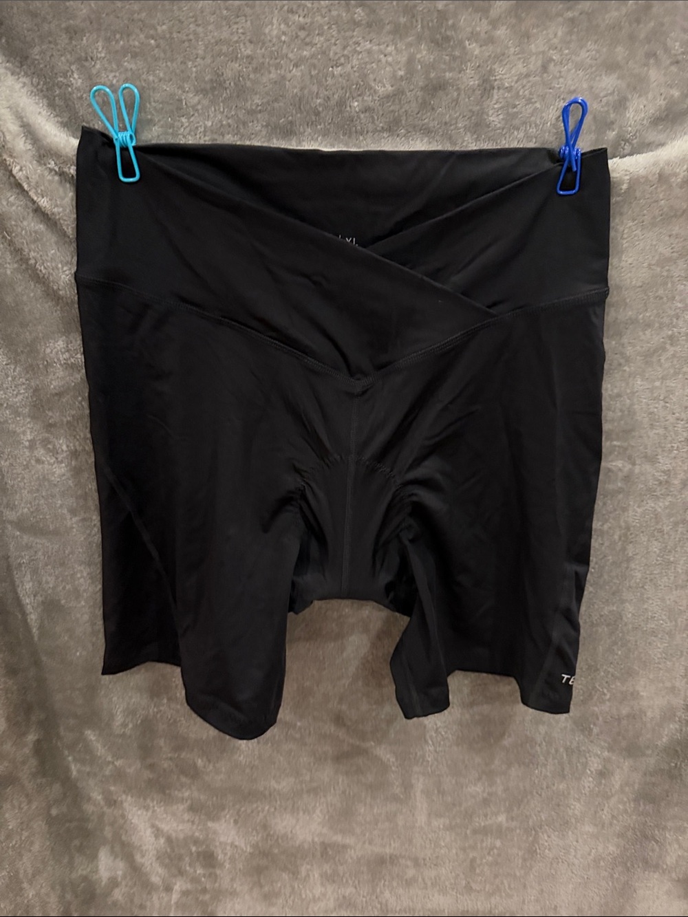 Women’s High-Rise Cross Front Waist Padded Black Bike Shorts